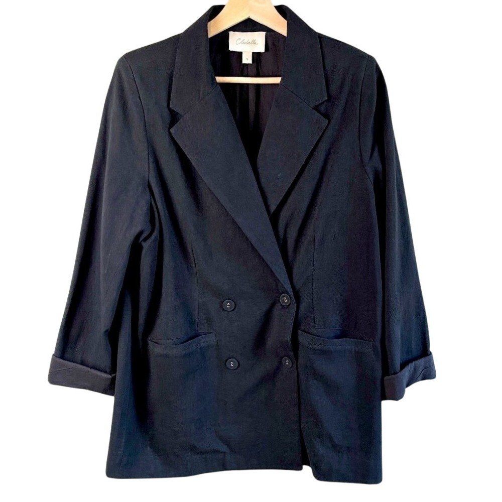 Cleobella Oversized Double Breasted Black Blazer Women's Size Small